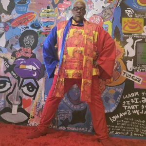 Client Darrell Jones in Custom Printed Top with Scarf